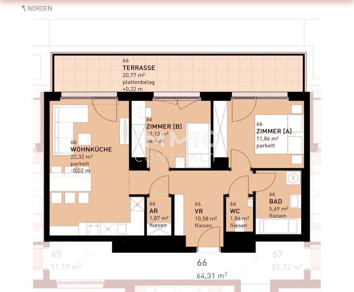 Newly built apartment with garden and terrace