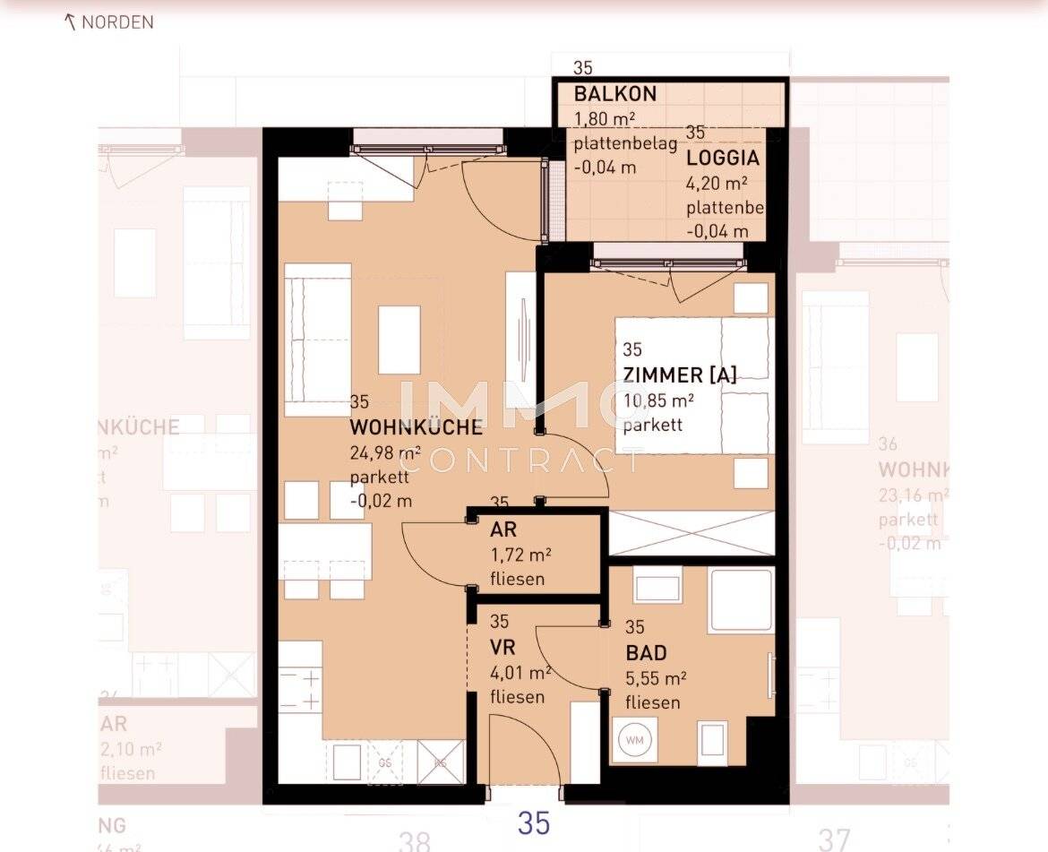 Newly built apartment with loggia and lift