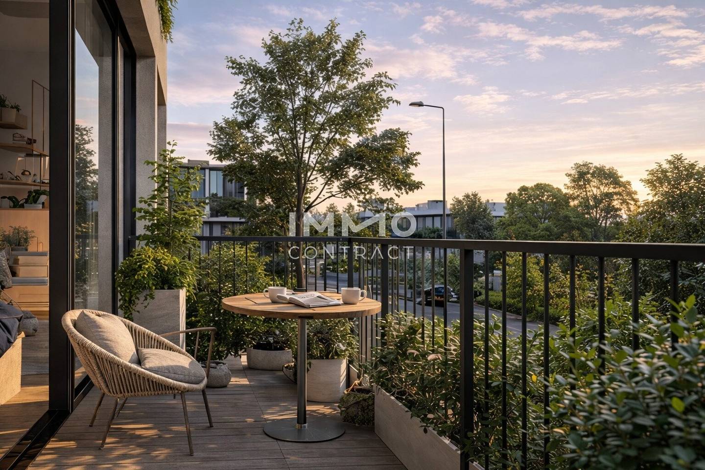 New build apartment with private terrace in green