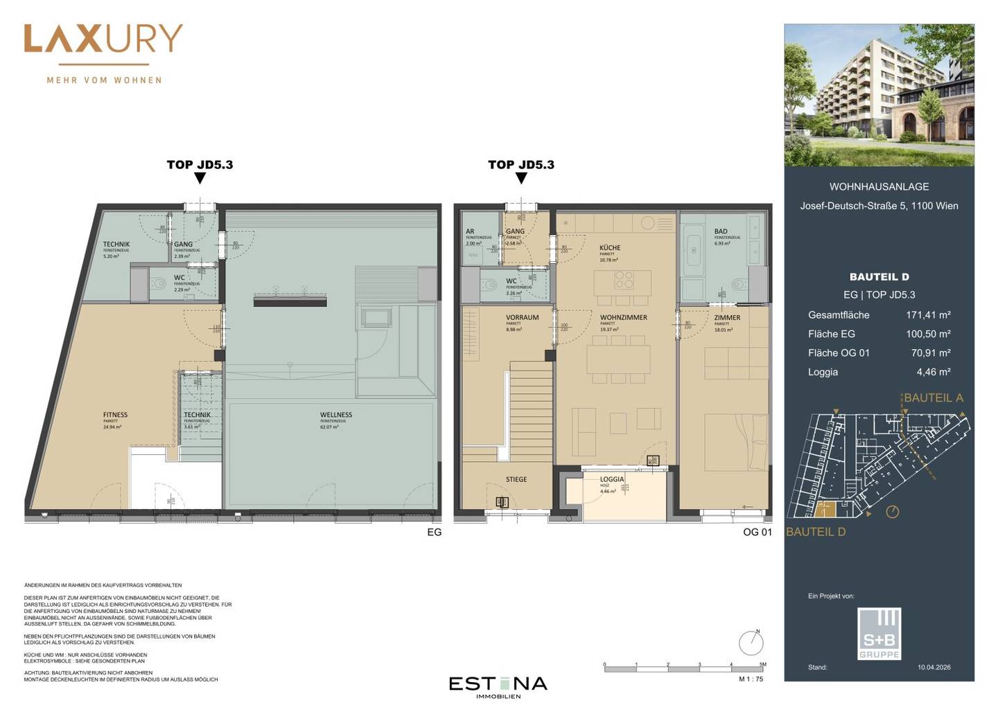 Newly built apartment with wellness room