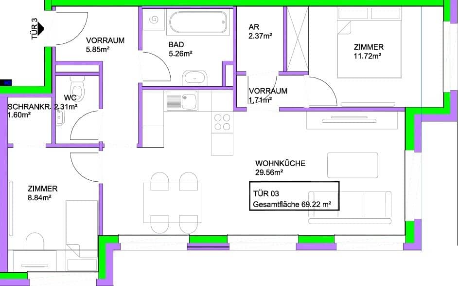 Sunny 3-room apartment - A home for highest standards - Living with quality, comfort and future