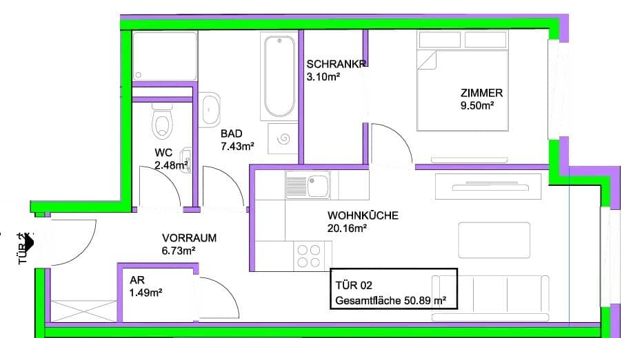 New Build Apt 52m² Vienna 21. Floridsdorf