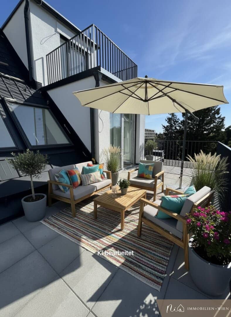 Newly built attic apartment with two terraces