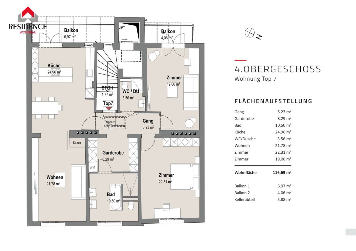 Dachgeschosswohnung Top location first occupancy after renovation