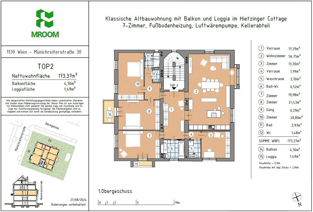 Renovated period apartment with loggia in cottage setting