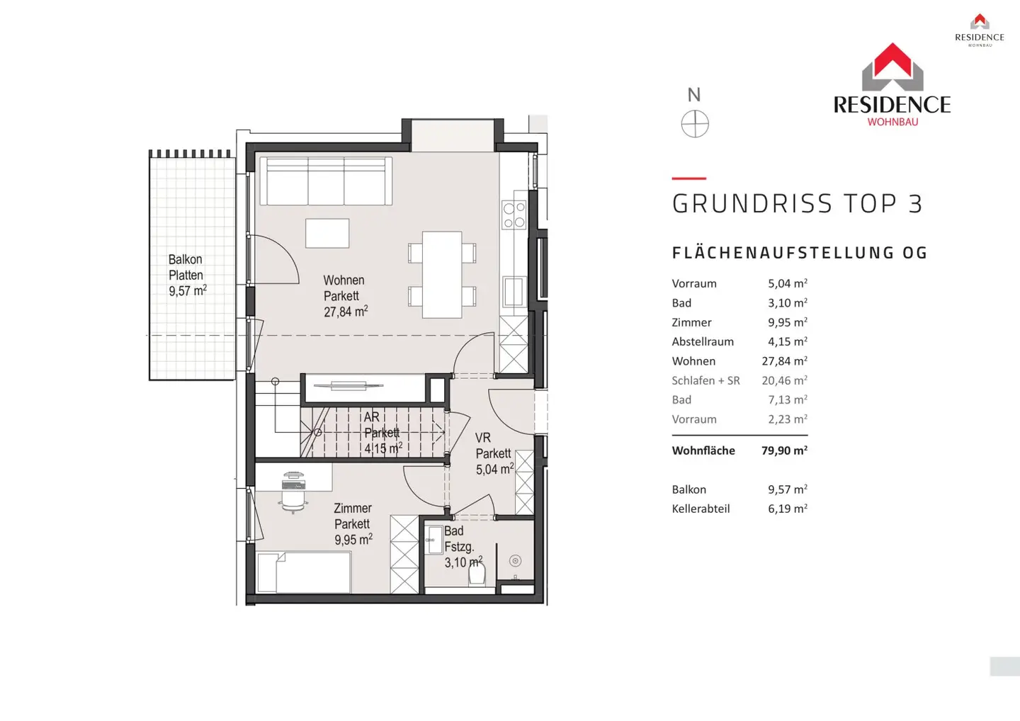 Maisonette apartment new build with west balcony and lift