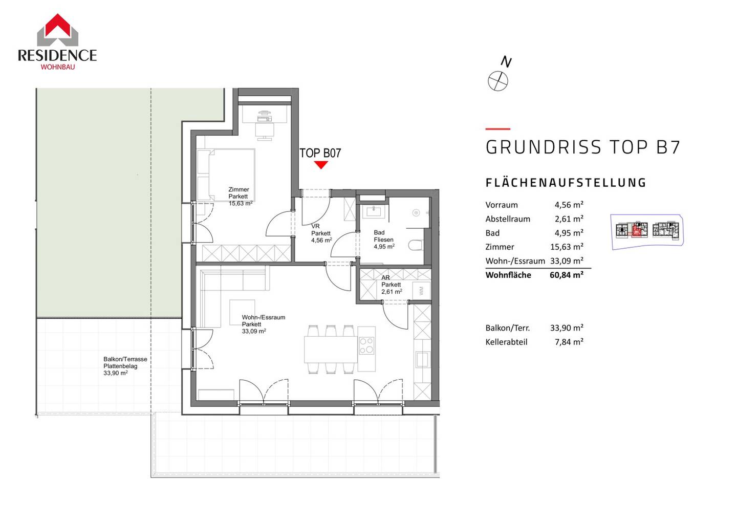 Erstbezug Wohnung mit Dachterrasse im Grünen