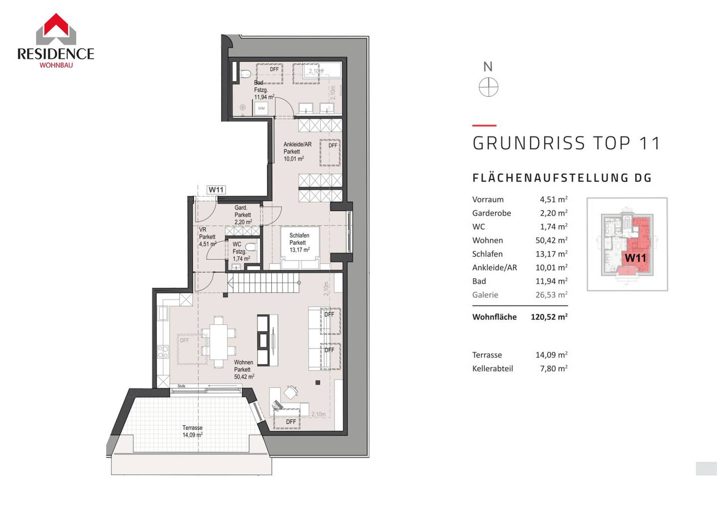 Dachgeschosswohnung mit Galerie und Terrasse