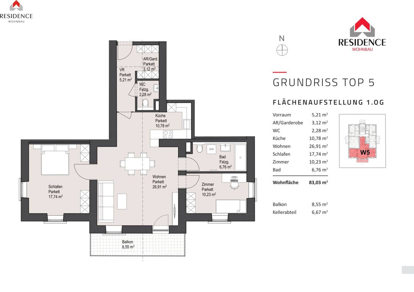 First occupancy apartment in Elisabeth Vorstadt with lift and balcony