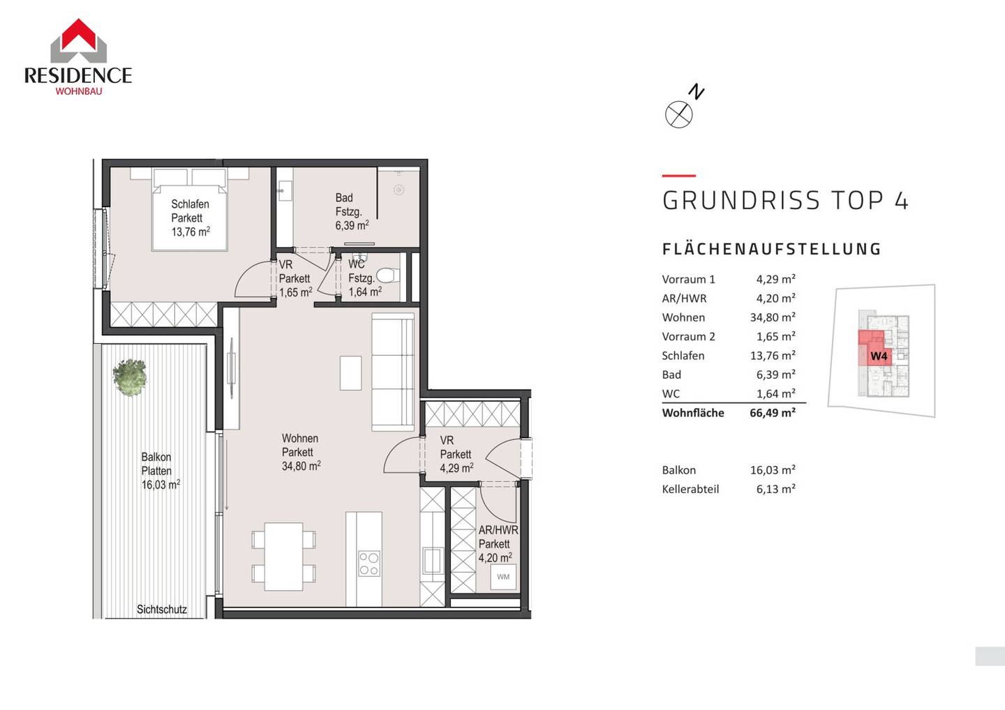 Neubauwohnung großzügiger Wohnraum mit Balkon