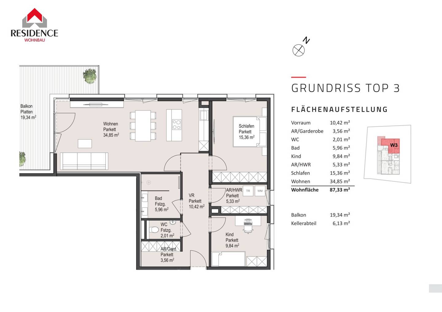 Newly built first occupancy apartment in Parsch with balcony