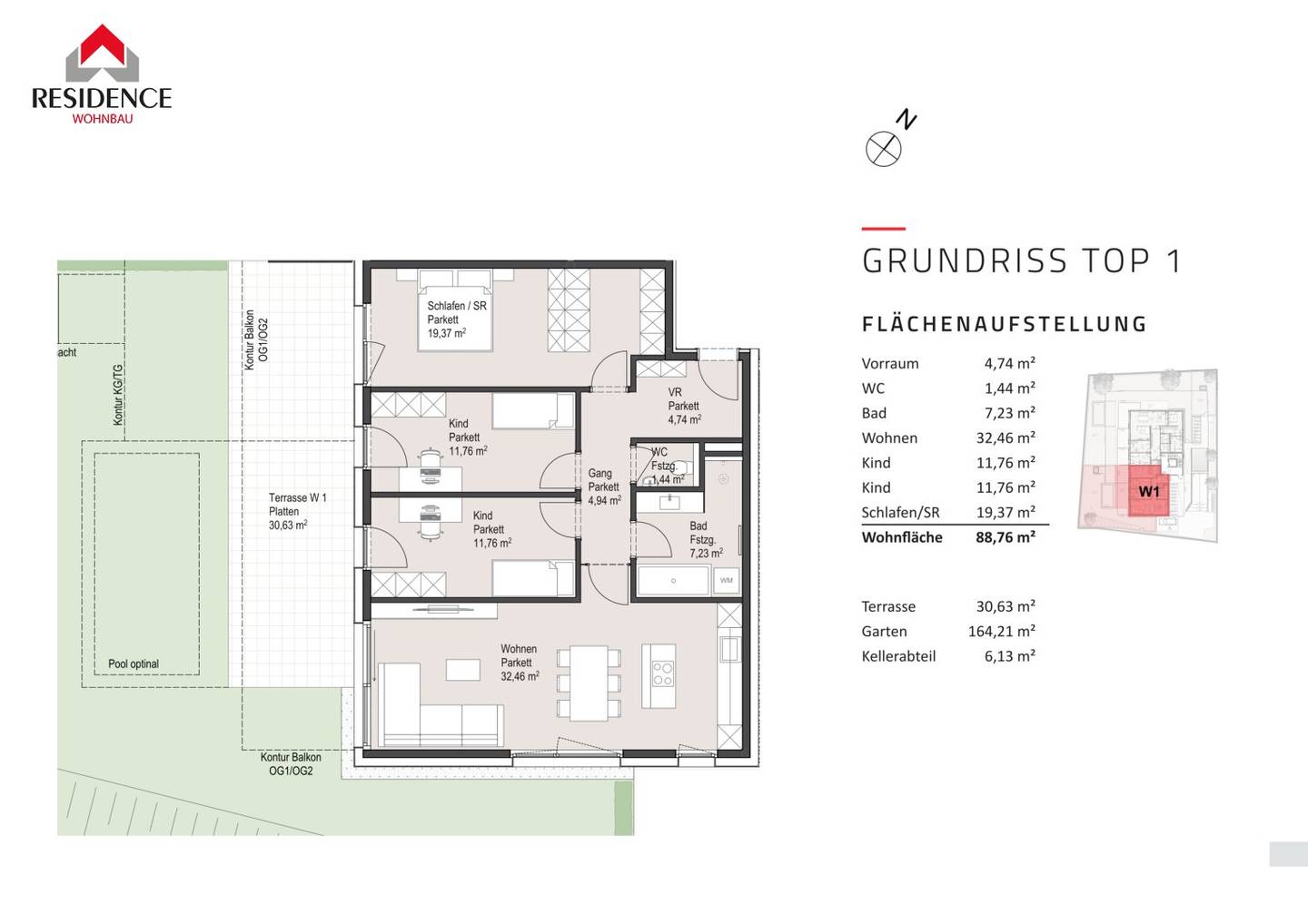 Apartment with garden and terrace in a new development