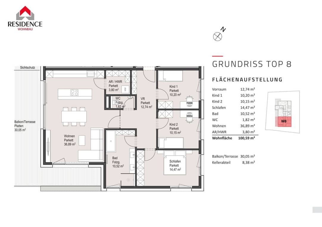 New 4-room flat Parsch Top 8