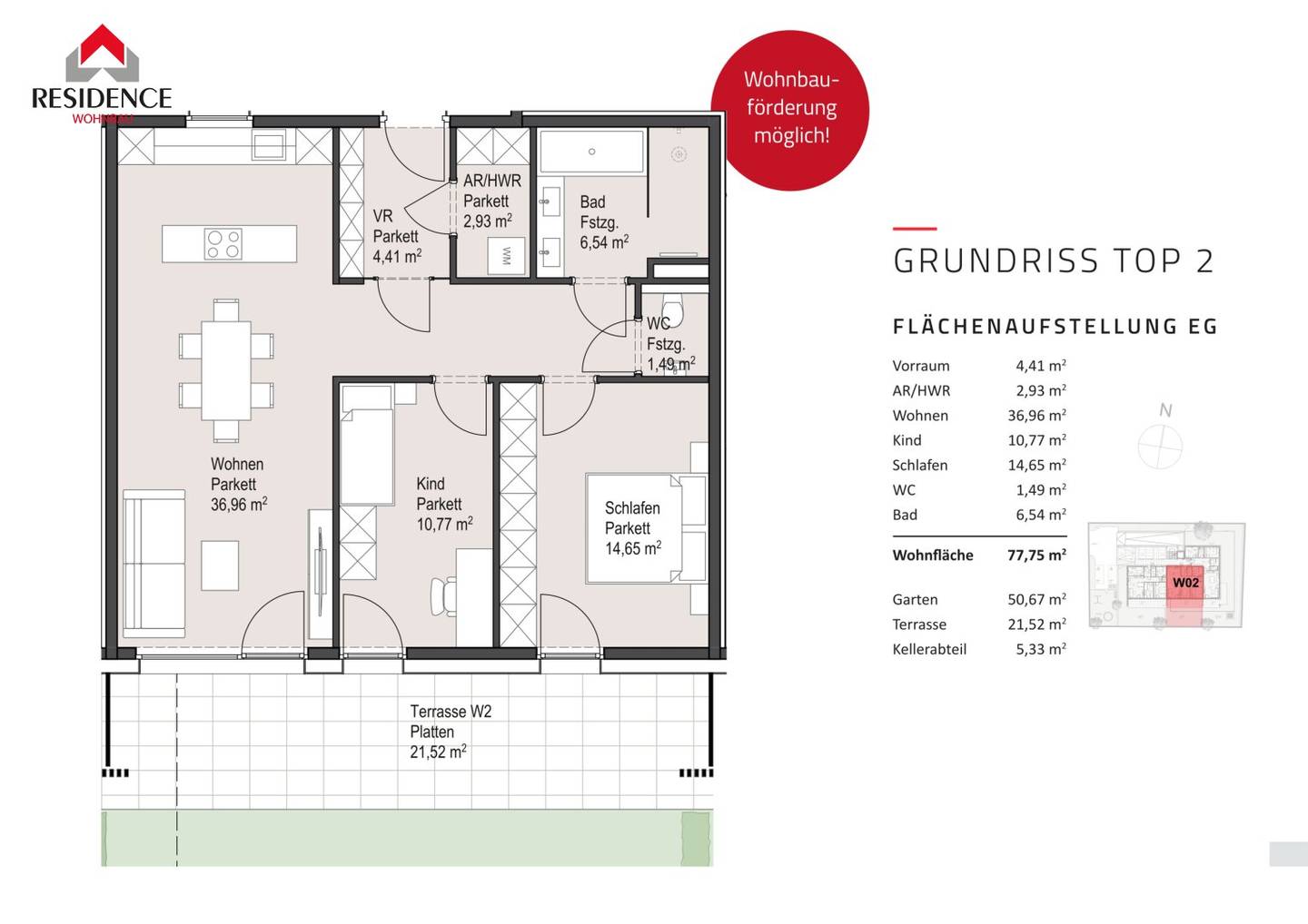 Newly built apartment with garden and terrace