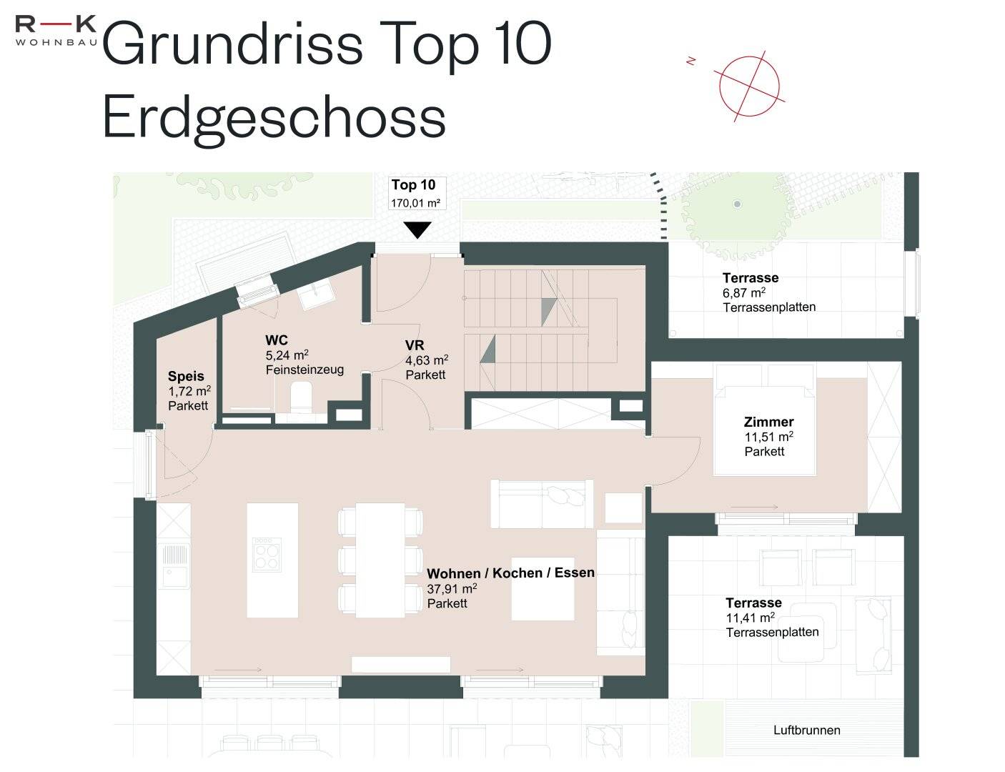 Maisonettewohnung im Nonntal Erstbezug Terrasse