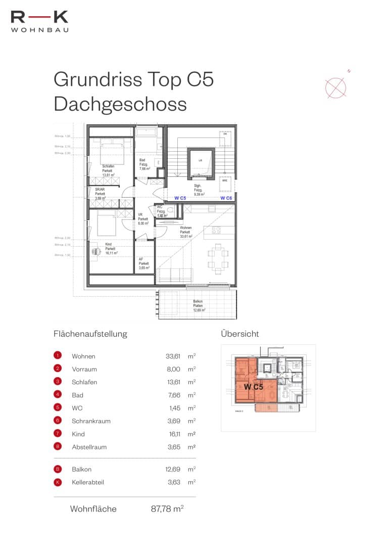 Dachgeschosswohnung mit Blick ins Grüne Balkon
