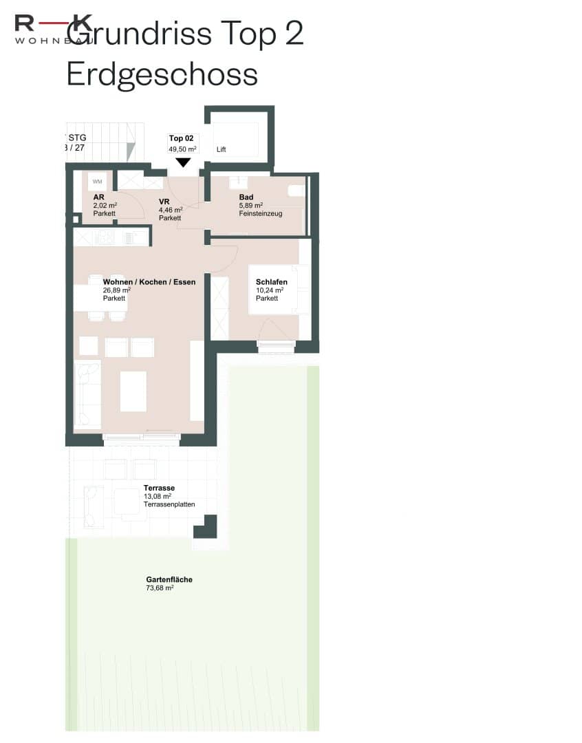 Erdgeschosswohnung with garden and terrace in Nonntal new build