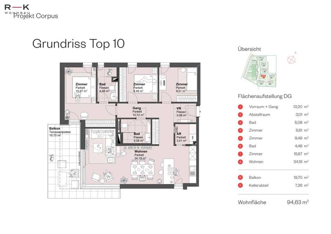 4-Room New Build Apt Grödig