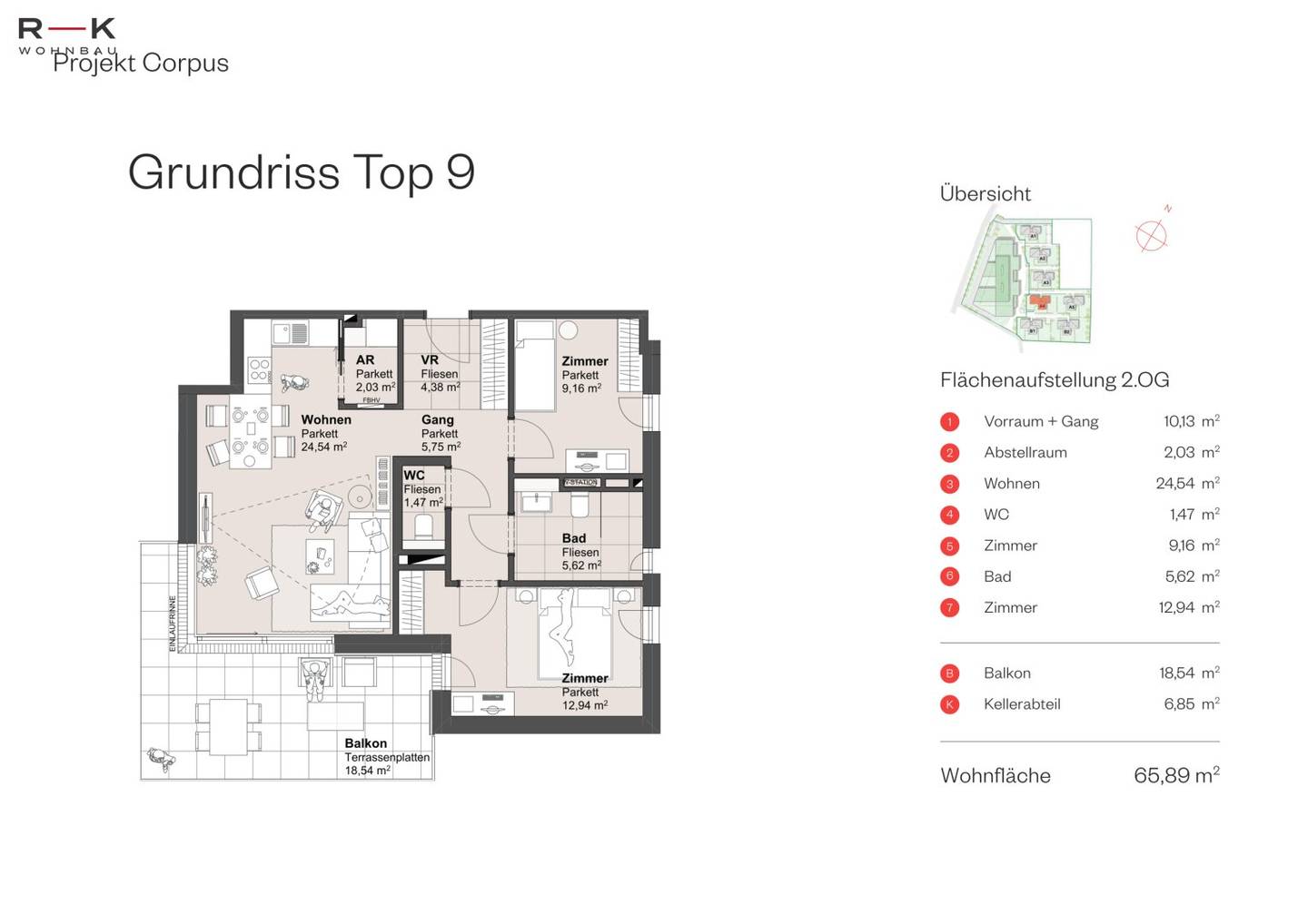 Wohnung Neubau mit Balkon und zwei Tiefgaragenplätzen