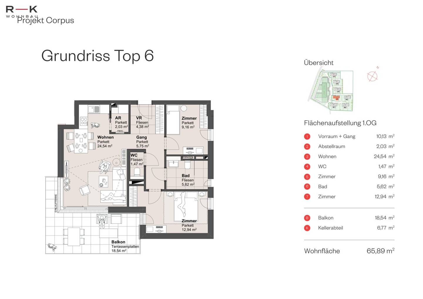 Wohnung Neubau Erstbezug Grödig Balkon