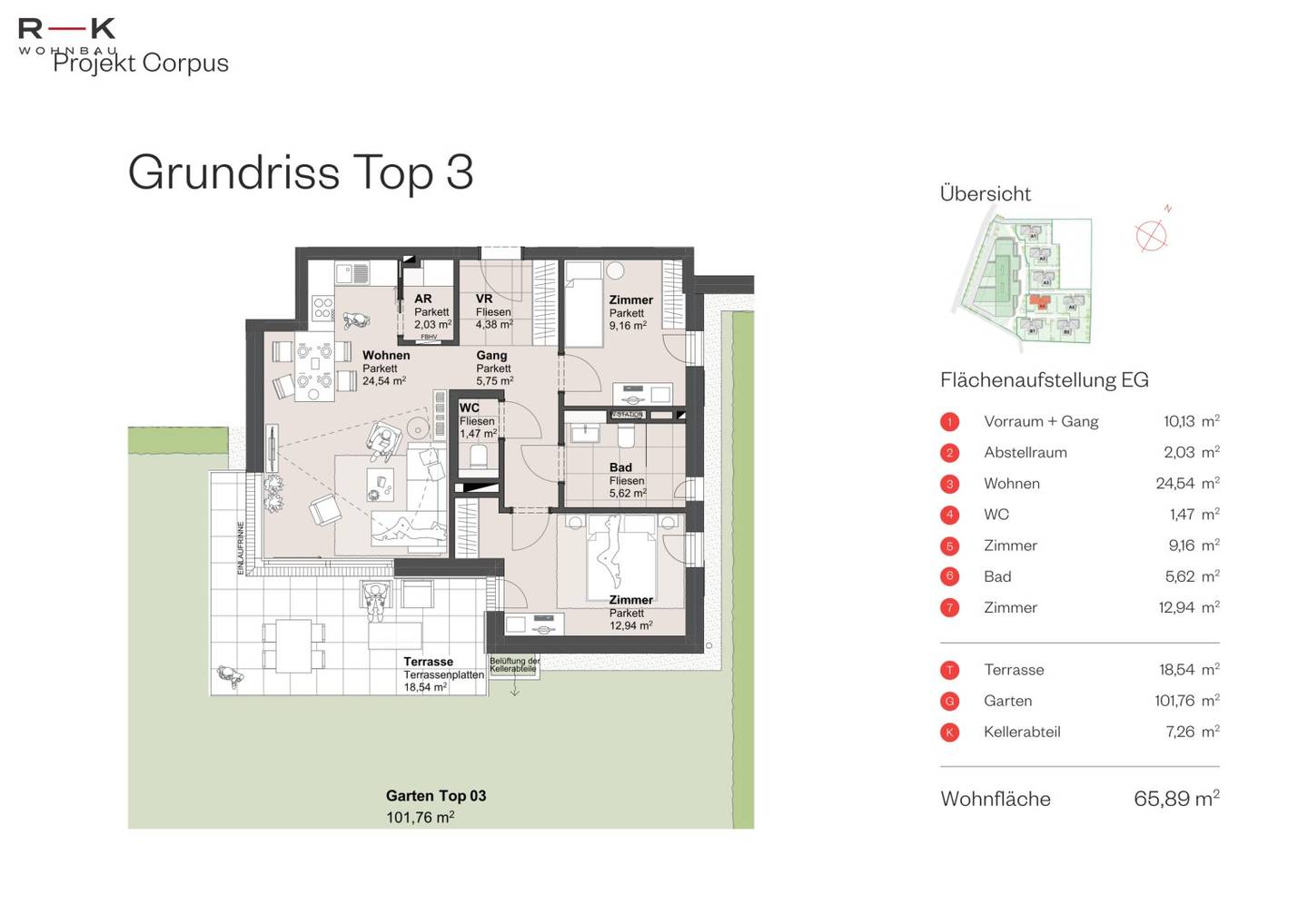 Wohnung mit Privatgarten und Terrasse Neubau