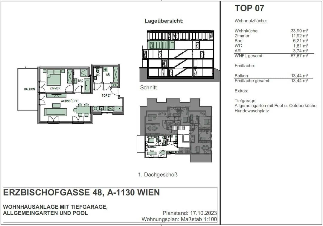 Balcony apartment in new build project Hietzing Hacking