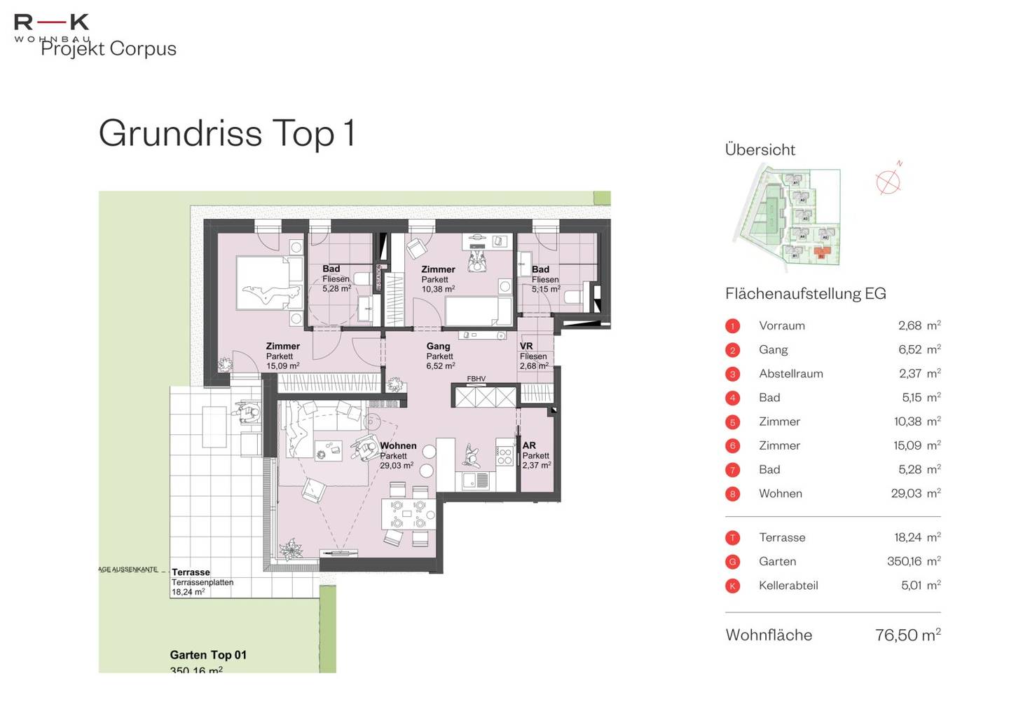 Apartment with private garden and terrace in the Corpus project