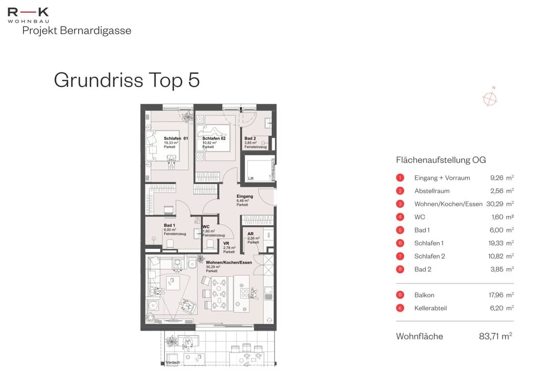 3-Room New Build Nonntal 84m²
