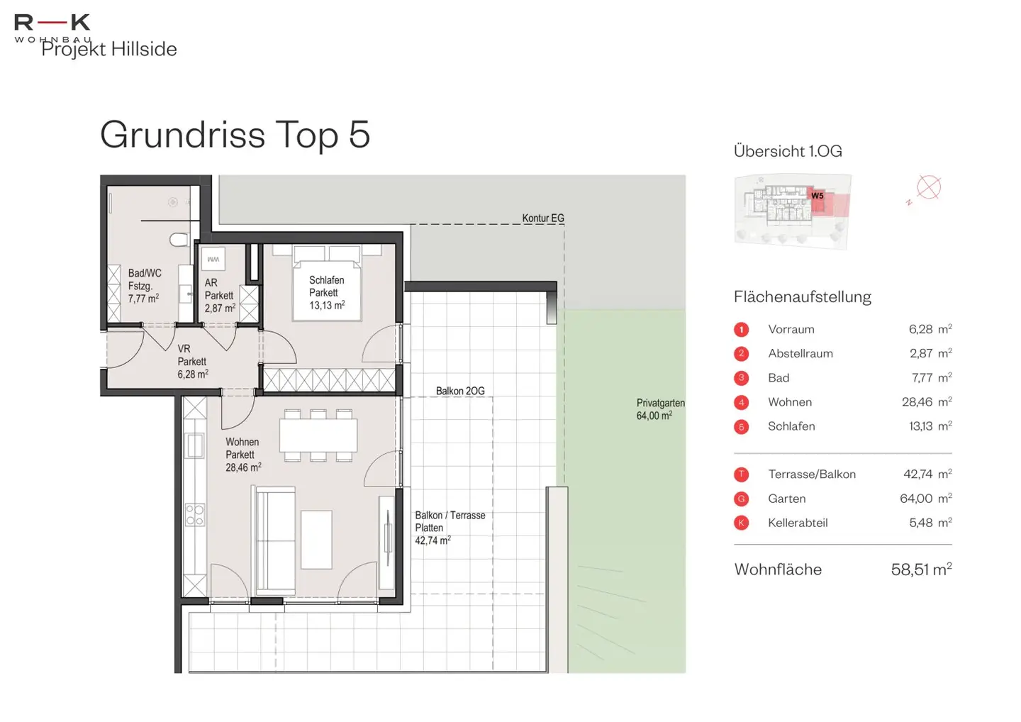 Garden apartment with large terrace and panoramic view