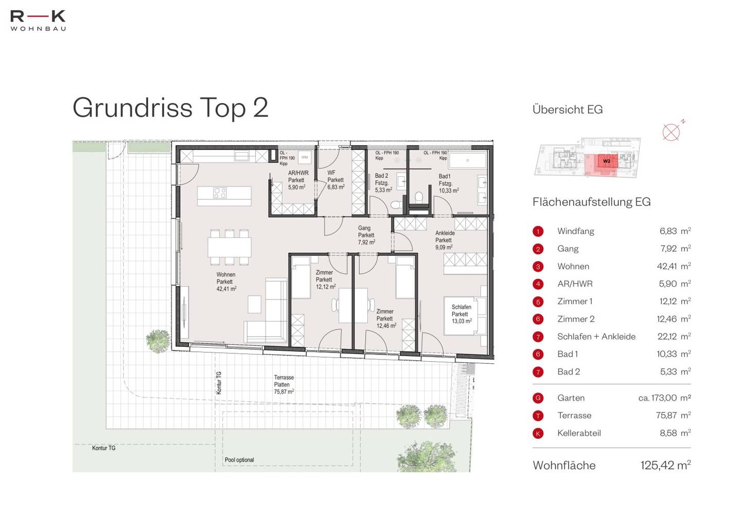 New build apartment with garden and terrace