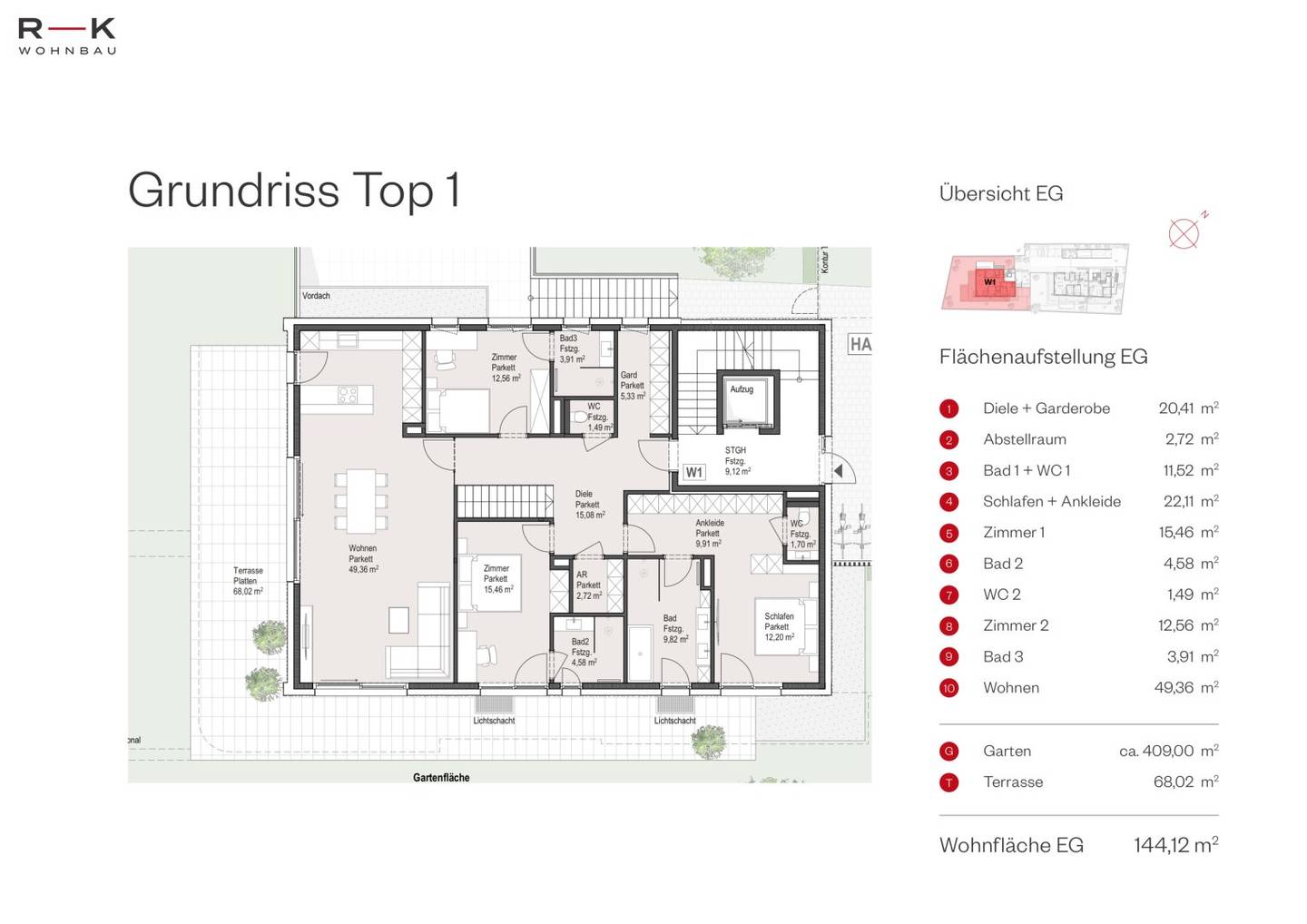 Maisonette apartment in a new build with garden