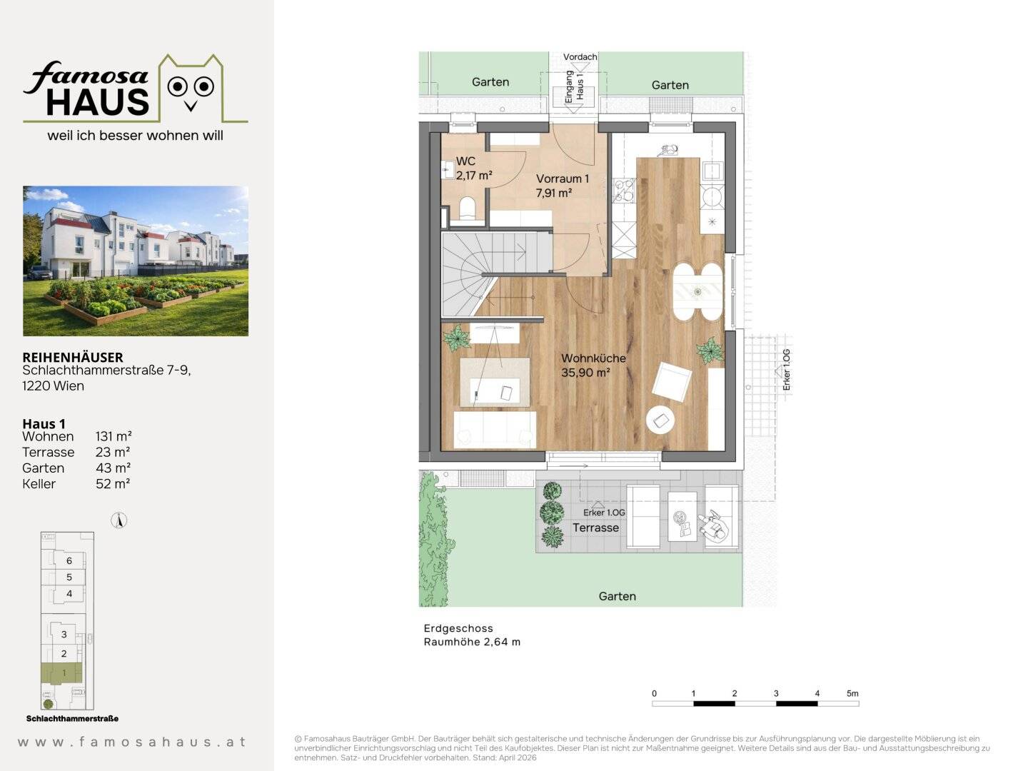 Townhouse in Vienna-Essling, 131m², 5 Rooms