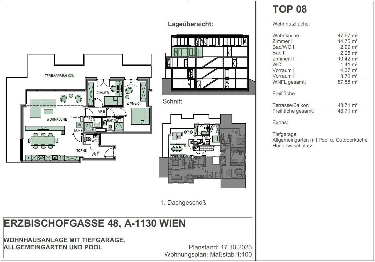 New build apartment terrace Lainzer Tiergarten