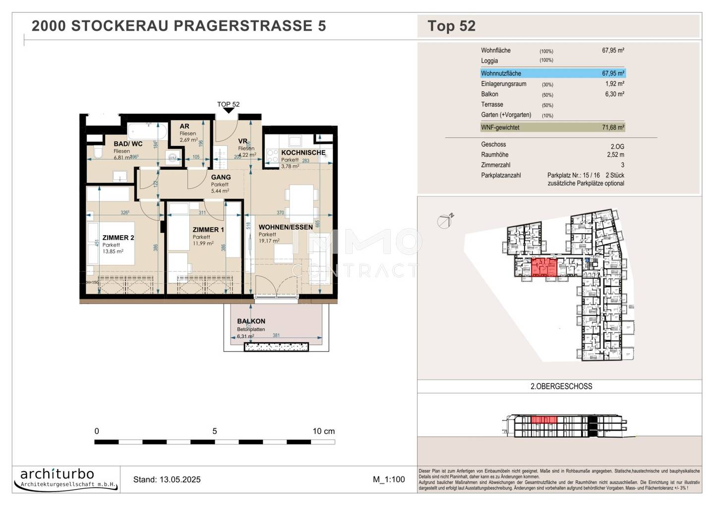 Apartment in Stockerau near center with balcony and garage