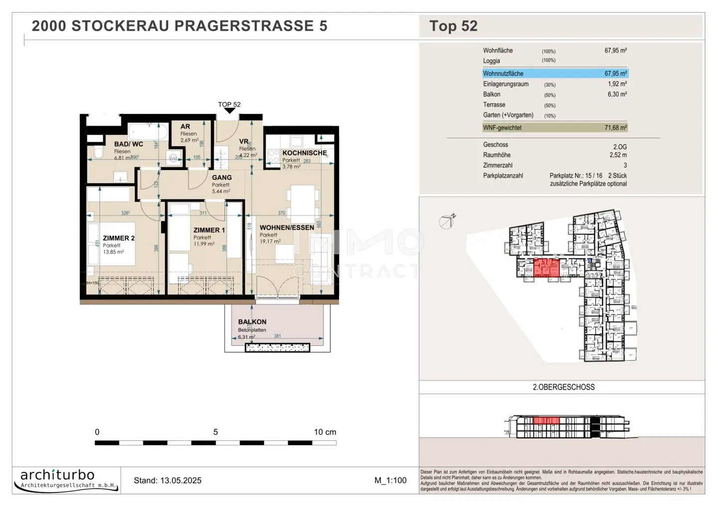 Apartment in Stockerau near center with balcony and garage