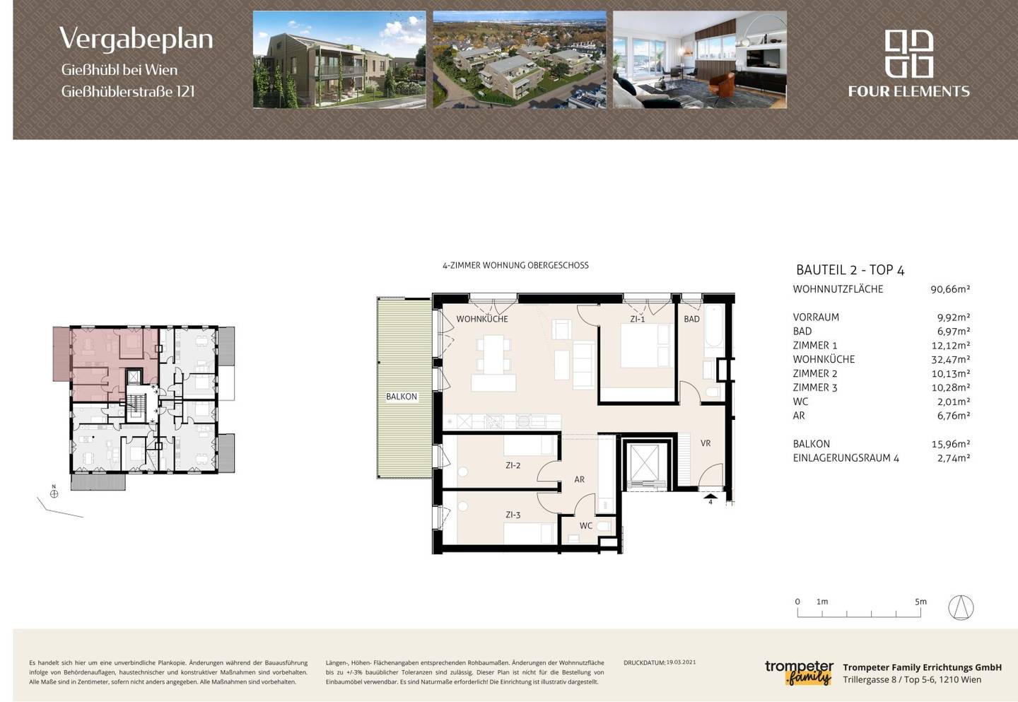Neubau Wohnung mit Balkon und zwei Garagen