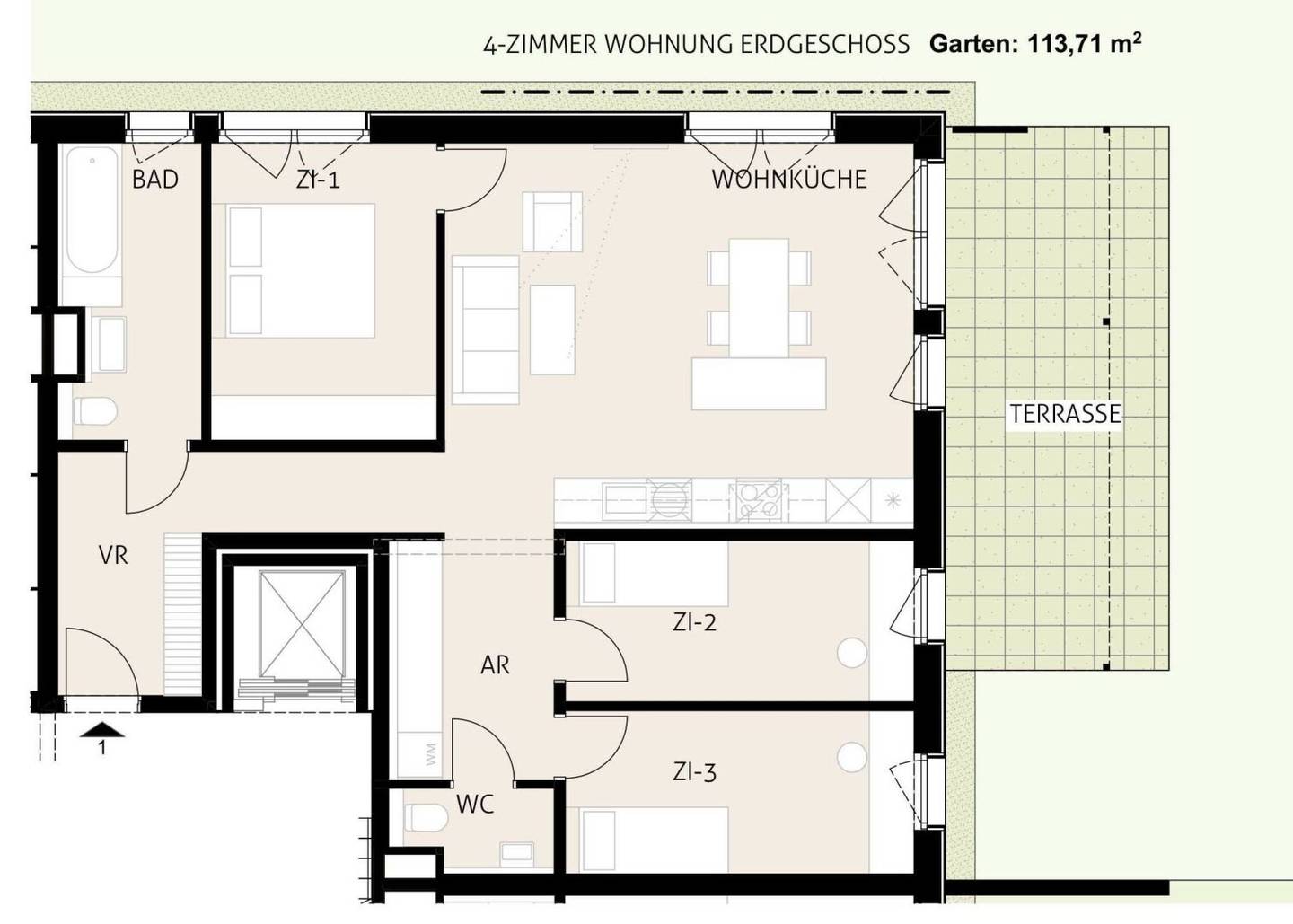 Wohnung mit Garten und herrlichem Blick
