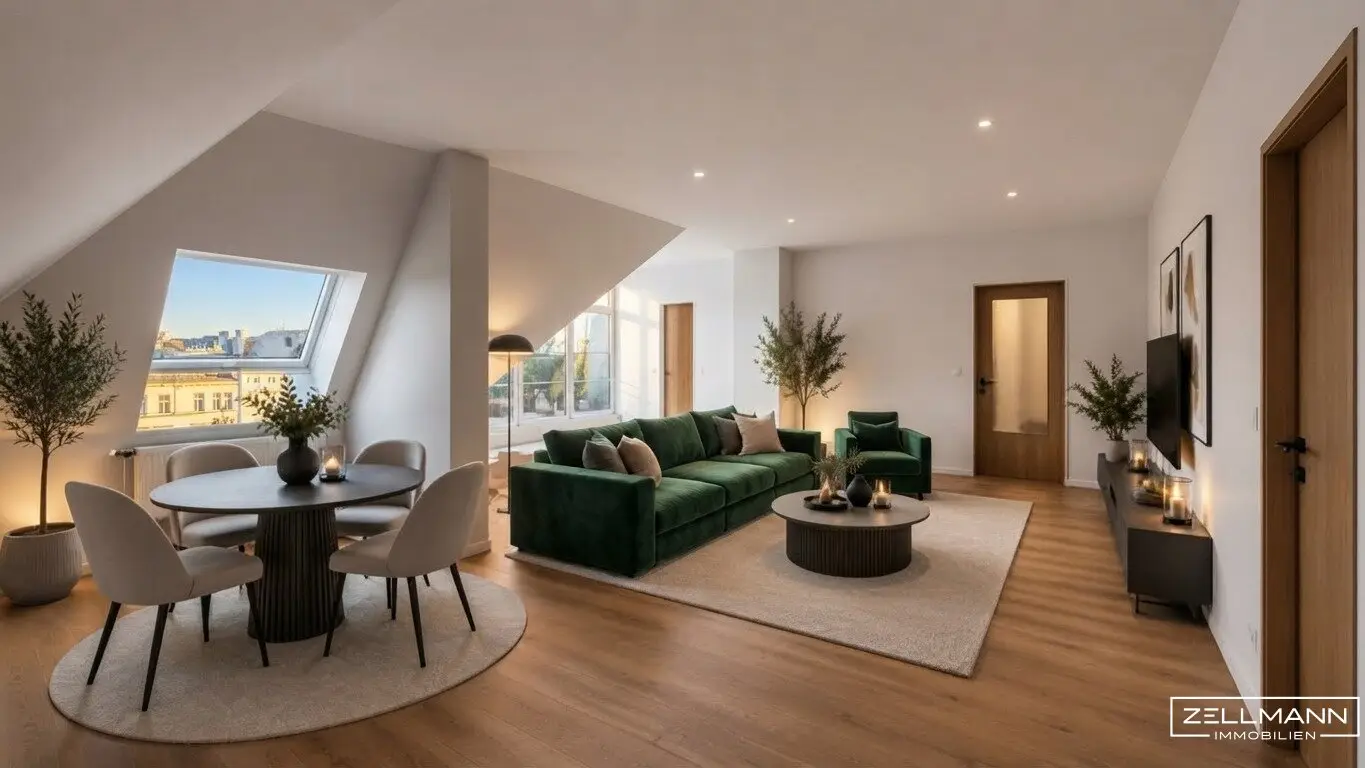 NÄHE RIVERSIDE | Dachgeschosswohnung mit großzügigem Wohnbereich, 3 Zimmer + extra Küche | ZELLMANN IMMOBILIEN