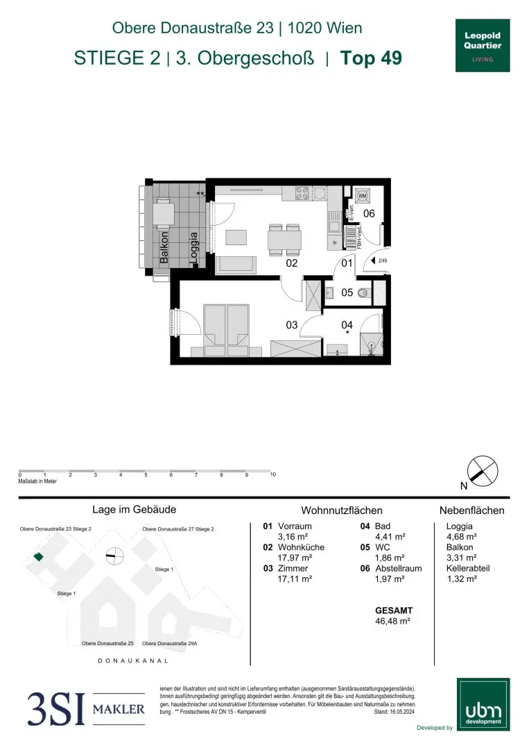 Neubauwohnung mit Balkon und Loggia im Karmeliterviertel