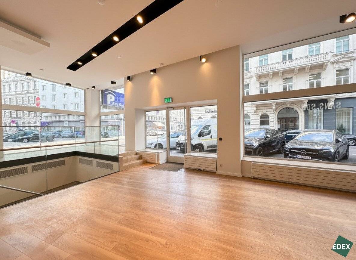 High-quality retail space on two levels with generous display windows and high visibility