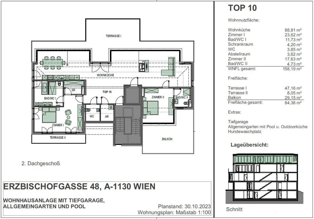 Penthouse in new build project Hacking, Vienna
