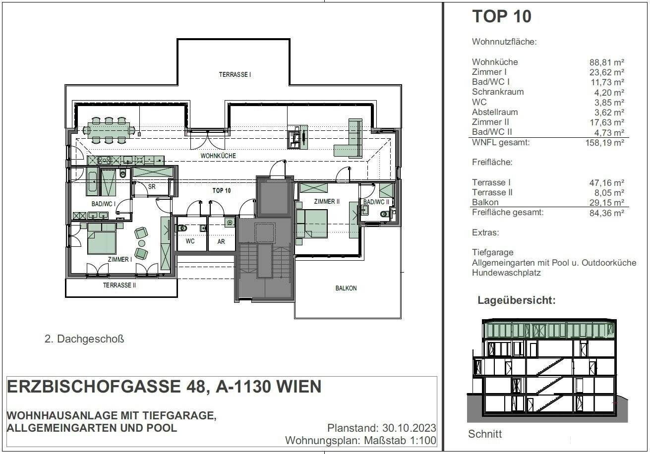 Penthouse with two terraces and views of Lainzer Tiergarten