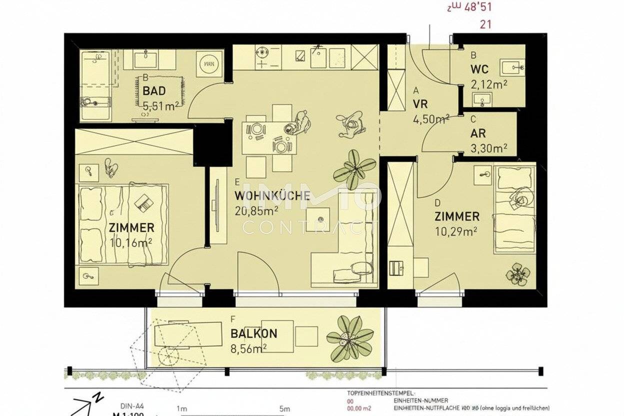 New build apartment with balcony and parquet in Floréa