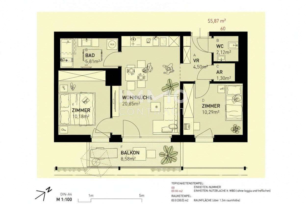 New build apartment with balcony and green view