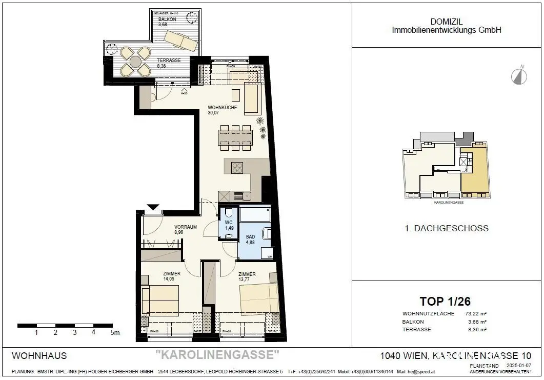 Neubauwohnung mit Terrasse und Balkon in Belvedere Lage