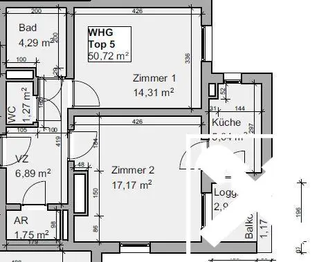 Apartment with loggia in quiet location