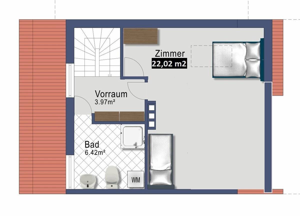 2-Zimmer-Maisonette mit Balkon, Franking