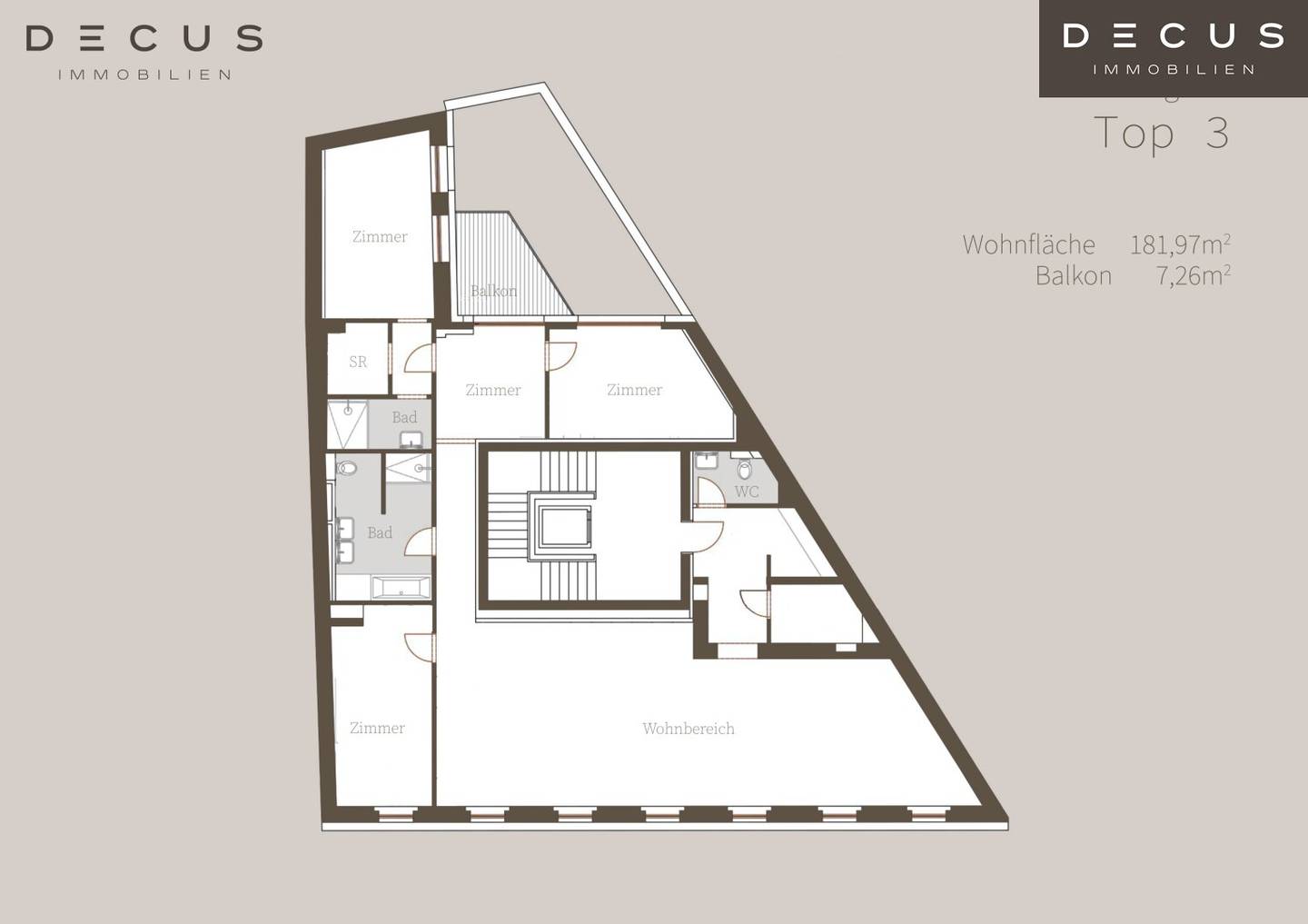Wohnung auf ganzer Etage mit Balkon und Lift