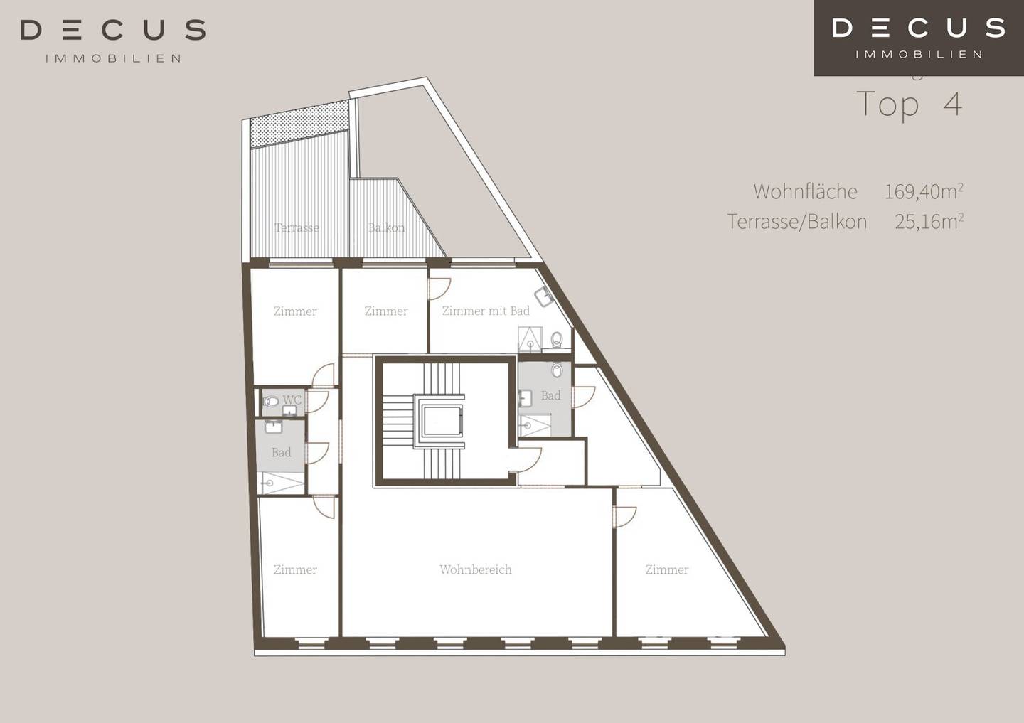Wohnung Belvedere auf ganzer Etage mit Terrasse