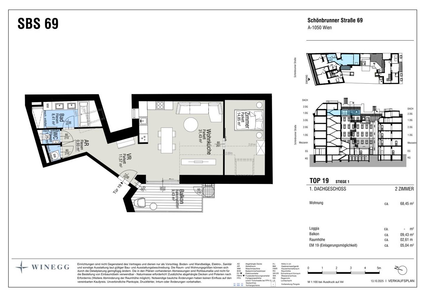2-Room Attic Apartment with Balcony